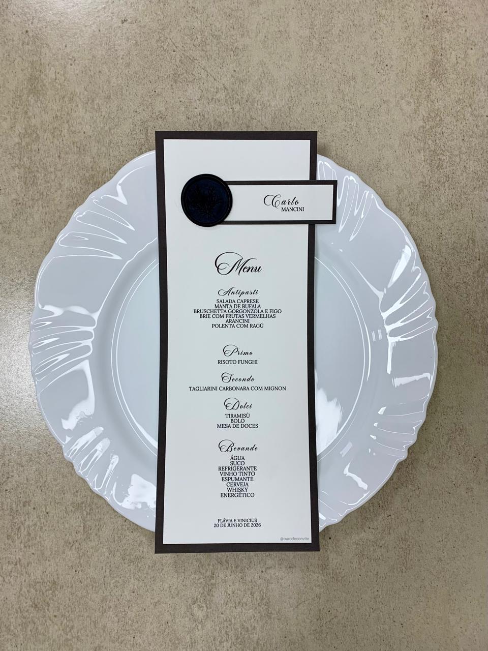 Menu de prato moderno
